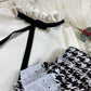 Meisjes Blouse Met Decoratieve Opstaande Kraag en Decoratieve Velours Strik Wit