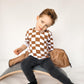 Jongens Longsleeve ‘Racing’ Camel Wit
