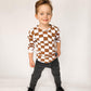 Jongens Longsleeve ‘Racing’ Camel Wit