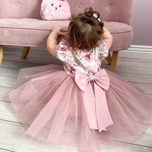 Tule Jurk 'Maja Viooltjes' Creme / Roze