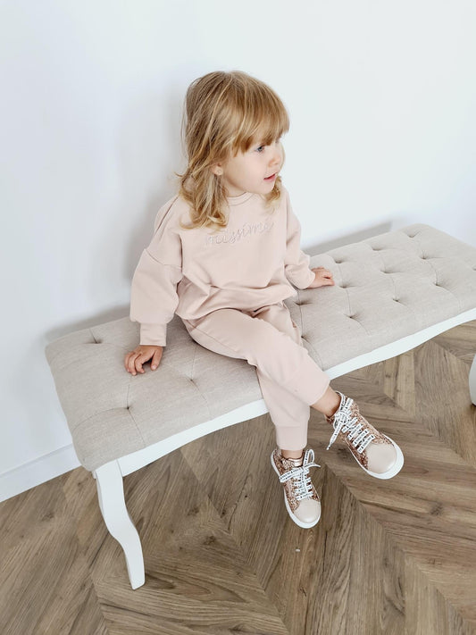 Meisjes Setje 'Missimi 'Sweatshirt en Jogging Broek Beige