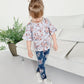 Meisjes Shirt met Ruches Blauw / Bloemenmotief