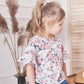 Meisjes Shirt met Ruches Creme / Bloemenmotief