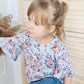 Meisjes Shirt met Ruches Blauw / Bloemenmotief