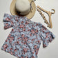 Meisjes Shirt met Ruches Blauw / Bloemenmotief